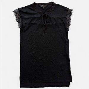 lularoe Black Lace Trim Tie-Neck Shell Top